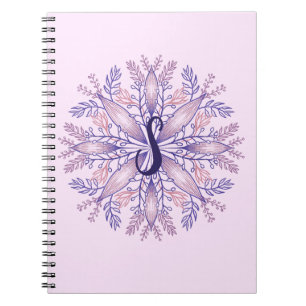 Botanische monogram cottcore boho floral pinkter notitieboek
