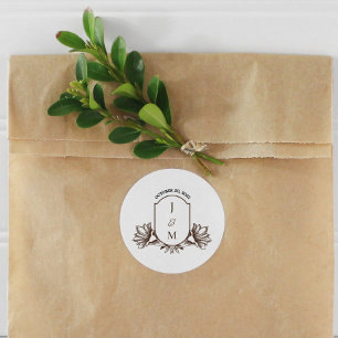botanische monogram Crest Ronde Sticker