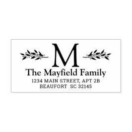 Botanische monogram Initiaal Retouradres Rubberstempel