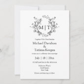 Botanische monogram klassieke typografie bruiloft kaart (Voorkant)