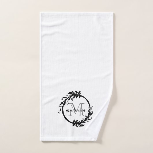 Botanische monogram voor elegante zwarte en witte bad handdoek (Handdoek)