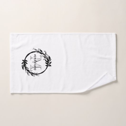 Botanische monogram voor elegante zwarte en witte bad handdoek (Handdoek)