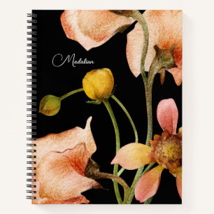 botanische monogrammen Matig zwart Notitieboek