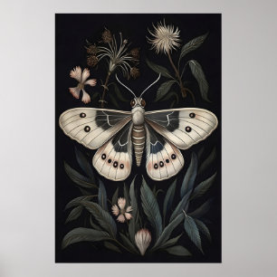Botanische Mot Kunstprint, Vintage Vlinder Poster