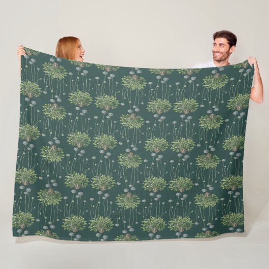 Botanische motif fleece deken (In situ)