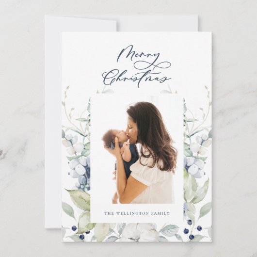 Botanische multi-foto Arctic Winter Feestdagenkaart (Voorkant)