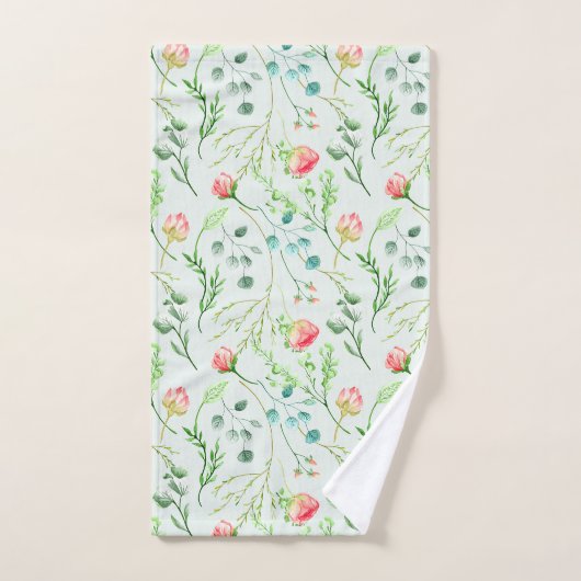 Botanische Munt Groene Bloemen Bad Handdoek (Handdoek)