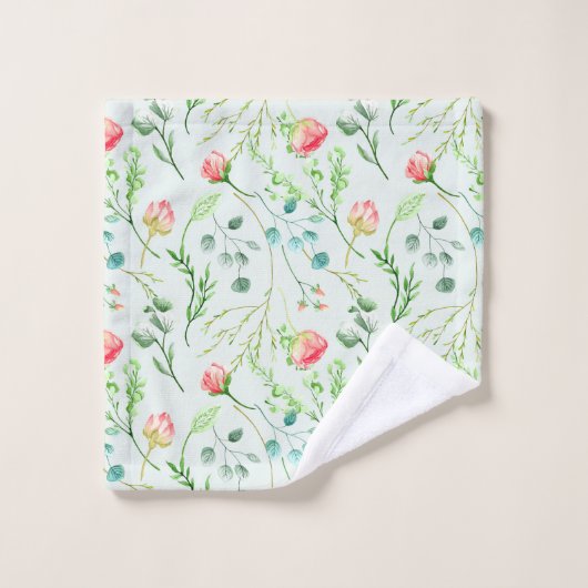 Botanische Munt Groene Bloemen Bad Handdoek (Wasdoekje)