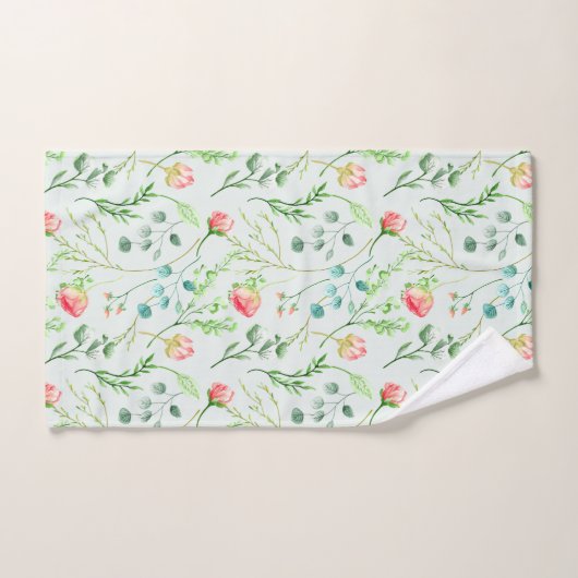 Botanische Munt Groene Bloemen Bad Handdoek (Handdoek)