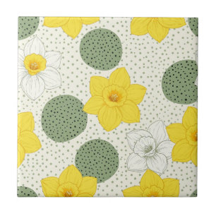 Botanische narcis bloem geometrisch patroon (1) tegeltje