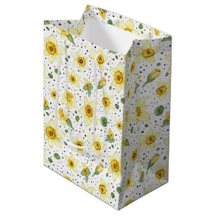 Botanische Narcis Bloem Geometrisch Patroon (2) Medium Cadeauzakje