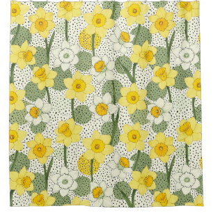 Botanische narcis bloem geometrisch patroon (3) douchegordijn