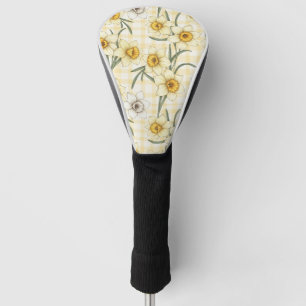 Botanische narcis geruite patroon golfheadcover