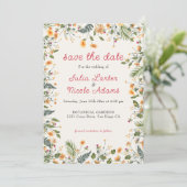 Botanische narcissen Daisy pioenroos bloemen bruil Save The Date (Staand voorkant)