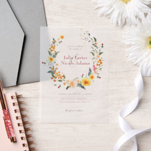 Botanische narcissen Daisy pioenroos bloemen bruil Vellum Uitnodigingen