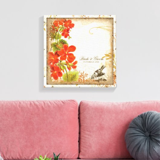 Botanische Nasturtium Huwelijkscadeau Gepersonalis Canvas Afdruk