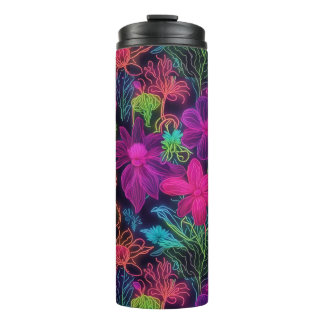 Botanische neonbloemen thermosbeker