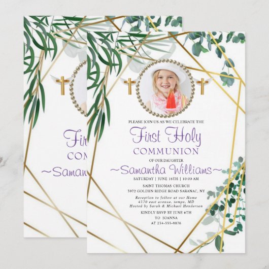 Botanische oliage Foto eerste communiqué Kaart (Voorkant / Achterkant)