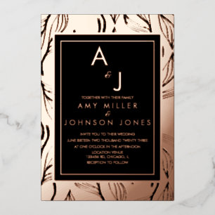 Botanische oliage Leaf Borded Weddenschap geperst Folie Uitnodiging