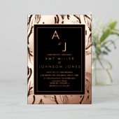 Botanische oliage Leaf Borded Weddenschap geperst Folie Uitnodiging (Staand Voorkant)