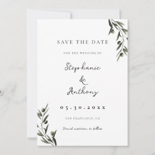 Botanische olijfolie verlaat Italiaanse bruiloft Save The Date