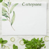 Botanische olijftak gebladerte theedoek (Gevouwen)