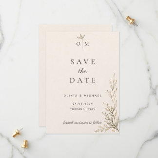 Botanische Olijftak Save the Date Kaart 
