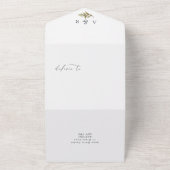 Botanische Olijven Rustic Wedding All In One Uitnodiging (Buitenkant)