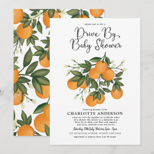 Botanische Oranje Citrusschijf door Baby shower Kaart