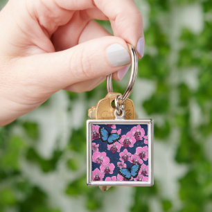 Botanische Orchideeën Tuin met Vlinders Sleutelhanger