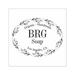 Botanische ovaal Monogrammen organische handgema Rubberstempel