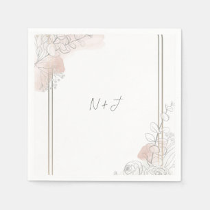 Botanische Overzicht Salie & Blush Bloemen Bruilof Servet
