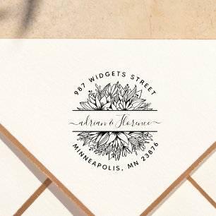 Botanische paar retour adres elegante bruiloft rubberstempel