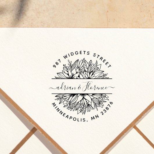 Botanische paar retour adres elegante bruiloft rubberstempel