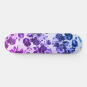 Botanische  paarse blauwe gradiënt roos floraal skateboard (Horizontaal)