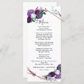 Botanische Paarse Bloemen Bruiloft Receptie Menu (Voorkant / Achterkant)