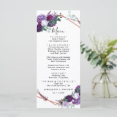 Botanische Paarse Bloemen Bruiloft Receptie Menu (Staand voorkant)