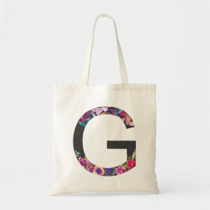 Botanische paarse bloemen letter G monogram Tote Bag