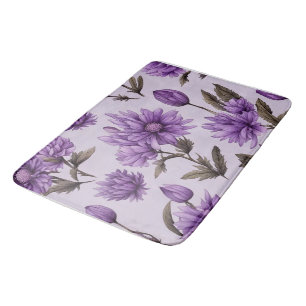 Botanische paarse bloemen patroon badmat