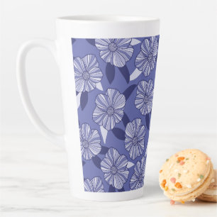 Botanische paarse bloemlijn kunst latte mok
