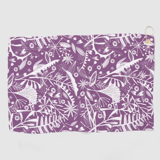 Botanische Paarse Modern Golfhanddoek (Horizontaal)
