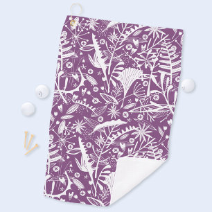 Botanische Paarse Modern Golfhanddoek