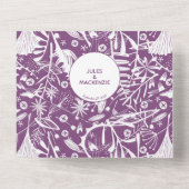 Botanische Paarse olievlek All In One Uitnodiging (Achterkant)