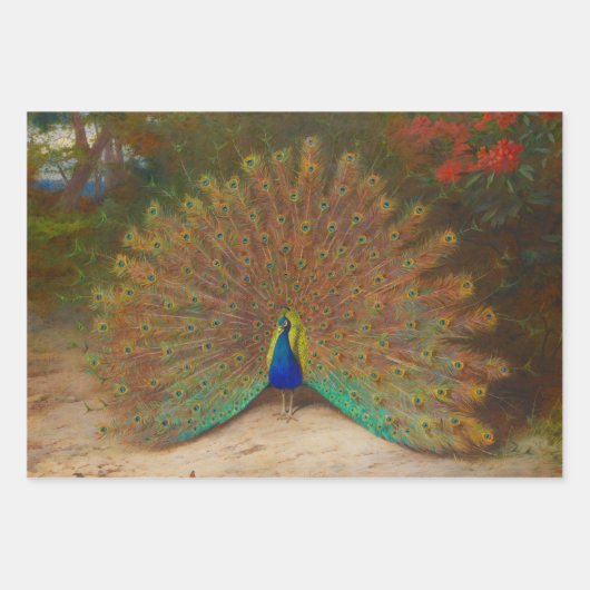  botanische pacocks Peafowl Inpakpapier Vel (Voorkant)