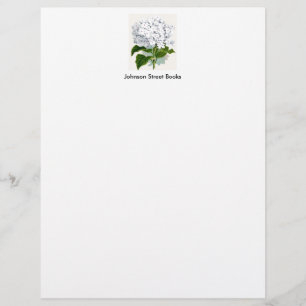 botanische pagina - witte hydrangea briefhoofd ontwerp