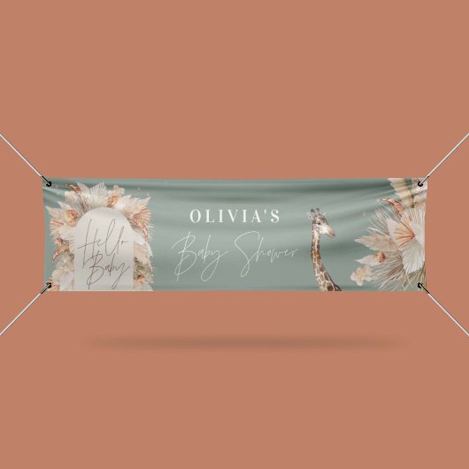 Botanische pampas gras moderne rustige sage groen spandoek