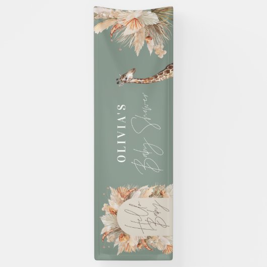 Botanische pampas gras moderne rustige sage groen spandoek (Verticaal)