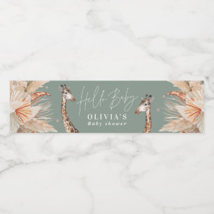 Botanische pampas grasgiraffe safari groene waterfles etiket