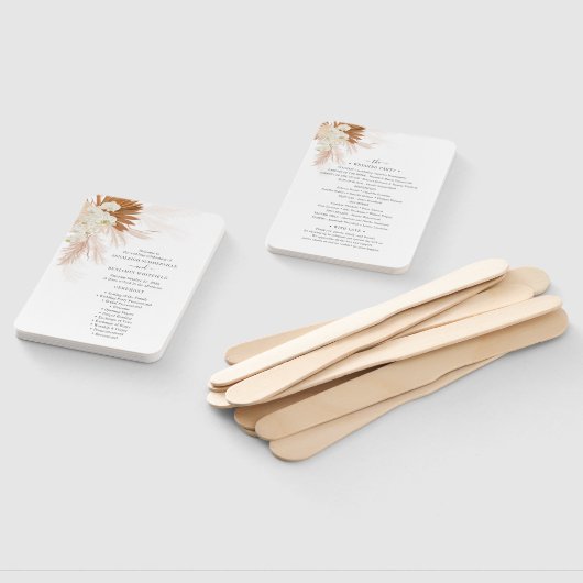 Botanische Pampas Grass Terracotta Wedding Program Handwaaier (Niet-gemonteerd)