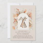 Botanische pampas moderne giraffe safari chic kaart (Voorkant)